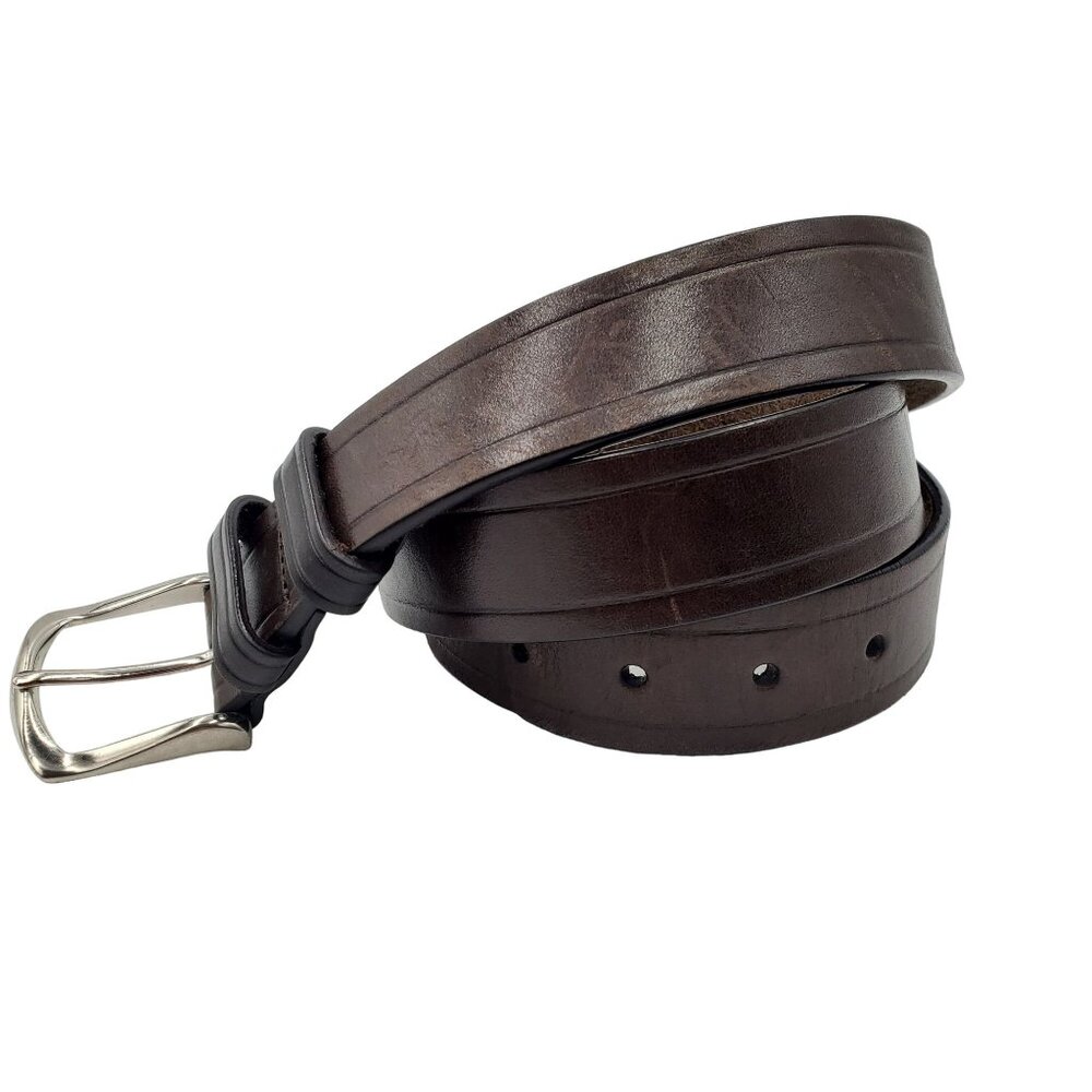 Vintage Cole Haan Dress Belt Brown Men's Size 36 Inch Leather Solid Brass Buckle - Picture 9 of 12